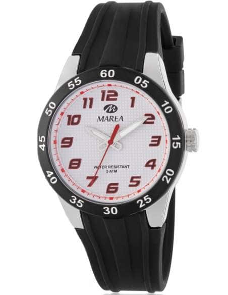 Pack Reloj y Complementos para niño esfera blanca e índices rojos con Pulsera Personalizable - Marea B35346/10