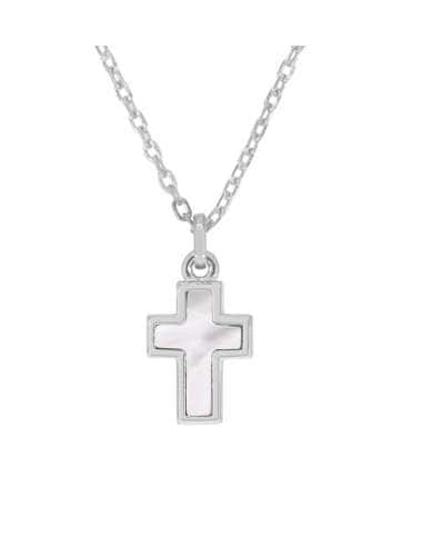 Collar para niña Cruz de Plata y Nacar - Marea...