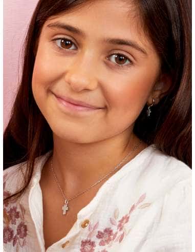 Collar para niña Cruz de Plata y Nacar - Marea...