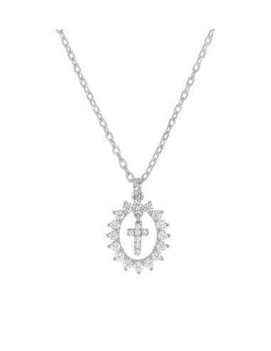 Collar para Mujer Oval de circonitas con cruz...