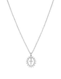 Collar para Mujer Oval de circonitas con cruz central de Plata - Marea D03307/AR