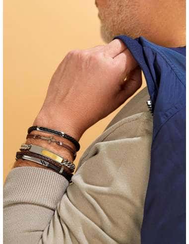 Pulsera para Hombre de Piel y Acero - Marea...