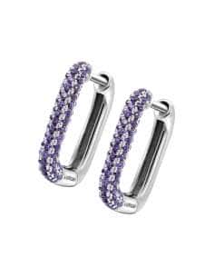 Pendientes para Mujer Aro rectángulo con circonitas Amatista -  Lotus LP3567-4/2