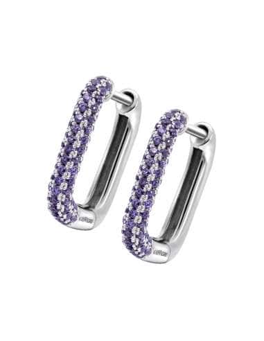 Pendientes para Mujer Aro rectángulo con circonitas Amatista -  Lotus LP3567-4/2