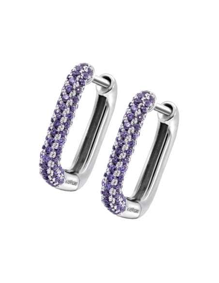 Pendientes para Mujer Aro rectángulo con circonitas Amatista -  Lotus LP3567-4/2