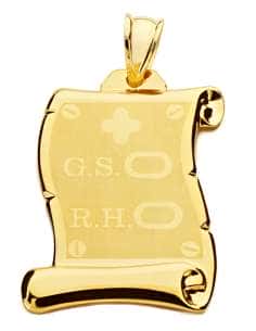 Colgante Pergamino de Oro Alerta Médica  - Oro Amarillo 18K