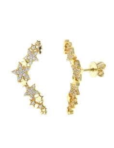 Pendientes para Mujer Estrellas en Plata de Ley Dorada con Circonitas - Salvatore 195A0144