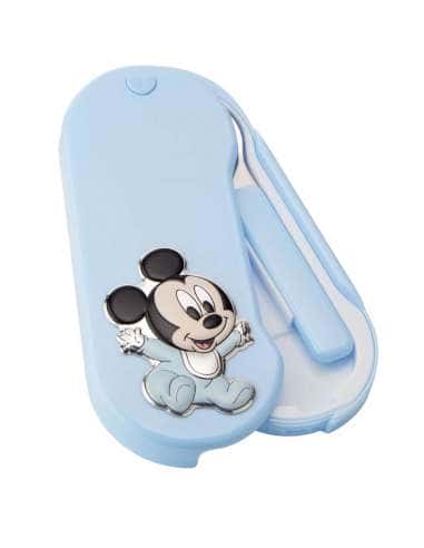 Cubierto infantil 2 piezas con estuche de traslado Bebe Mickey Mouse (Grabado Incluido) - Disney D546 C