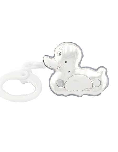 Pinza Infantil Chupete Patito Blanco - Global Argenti 9001B