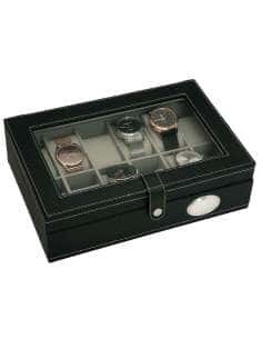 Joyero Rectangular 12 Relojes Tapa de Cristal