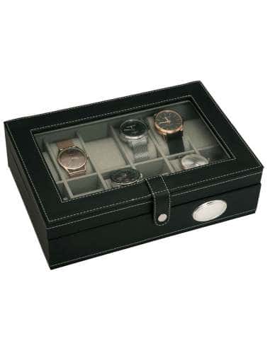 Joyero Rectangular 12 Relojes Tapa de Cristal