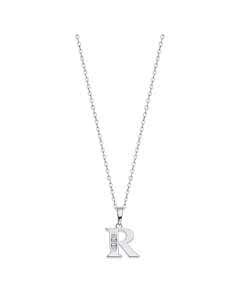 Collar para Mujer plata de ley con la letra R- Lotus...
