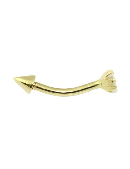 Piercing para la Ceja con Circonita 3mm y un Cono Rosca 2.5mm - Oro amarillo 18k