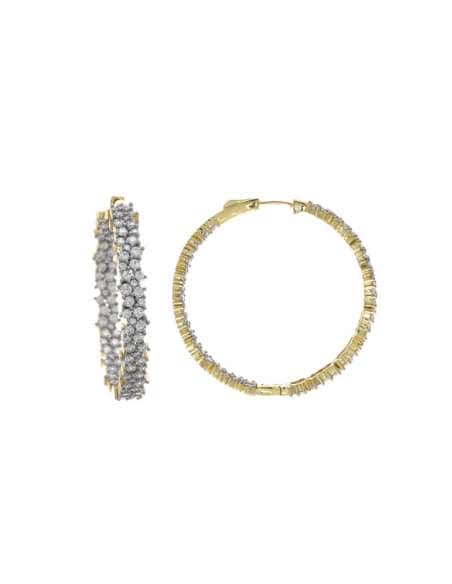Pendientes Aro para Mujer Baño Oro Doble Tira Circonitas - Salvatore 138A0395