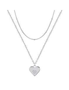 Collar para Mujer de plata Doble Cadena con Colgante de Corazón circonitas - Lotus LP3604-1/1