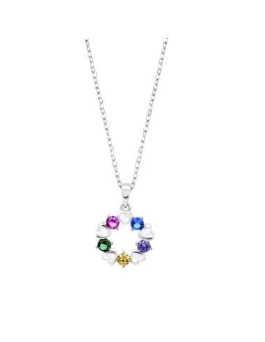Collar para Mujer de plata Corona de Corazones con Piedras Multicolor - Lotus LP3595-1/1