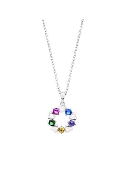 Collar para Mujer de plata Corona de Corazones con Piedras Multicolor - Lotus LP3595-1/1