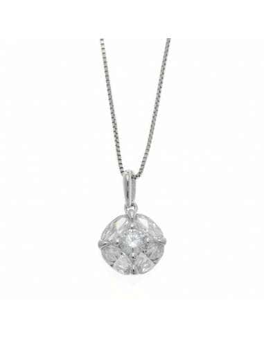 Collar Cadena Veneciana de Plata de Ley con Colgante de Circonita Redonda y Óvales - Salvatore 136c0106