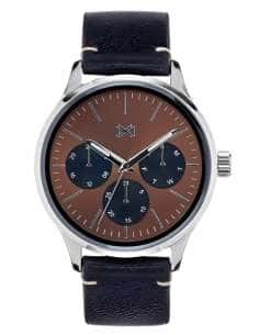 Reloj para Hombre Multifunción con Esfera Marrón y Correa de Piel Negra - Mark Maddox HC7100-47