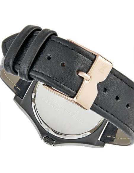 Reloj para Hombre Multifunción con Bisel Rosado, Esfera Negra y Correa de Piel - Mark Maddox HC7102-57
