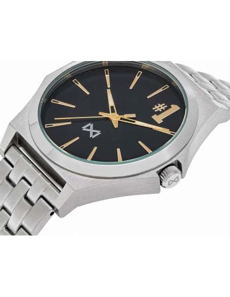 Reloj para Hombre Acero Plateado con Esfera Negra y Detalles Dorados - Mark Maddox HM7107-57