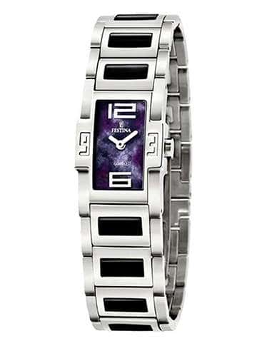 Reloj para Mujer de Acero con Detalles Negros y Esfera Rectangular - Festina F16233/6