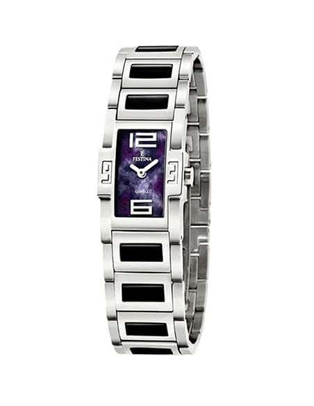 Reloj para Mujer de Acero con Detalles Negros y Esfera Rectangular - Festina F16233/6