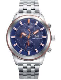 Reloj para Hombre Cronógrafo en Acero con Esfera Azul y Detalles Naranjas - Mark Maddox HM7153-37