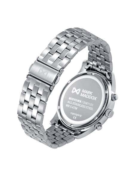 Reloj para Hombre Cronógrafo en Acero con Esfera Azul y Detalles Naranjas - Mark Maddox HM7153-37