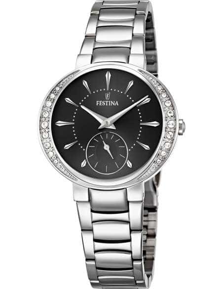 Reloj para Mujer de Acero con Bisel de Circonitas y Esfera Negra - Festina F16909/2