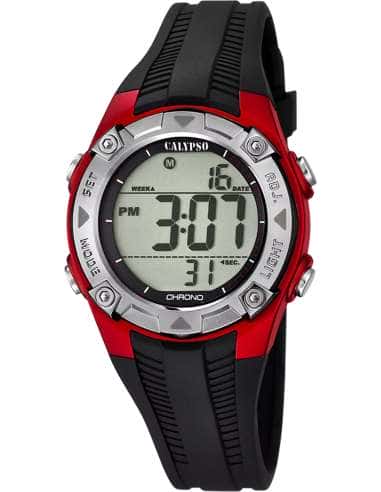 Reloj para Niño Digital Deportivo con Correa Negra y Bisel Rojo - Calypso K5685/6