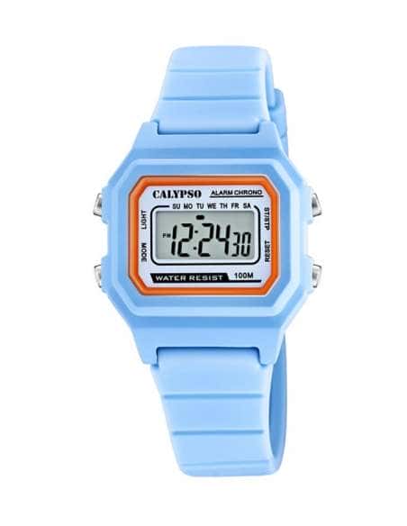 Reloj Niño Digital silicona azul con detalles naranjas - Calypso K5802/2