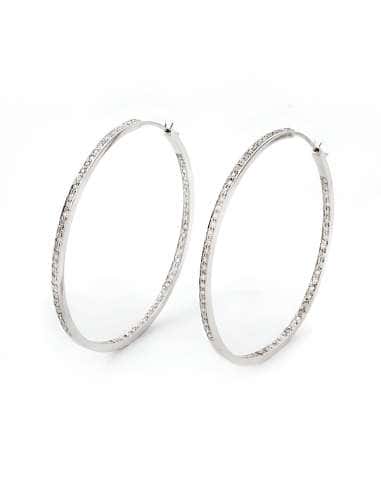 Pendientes para mujer en Oro Blanco Aro con circonitas 35mm Circunferencia - Oro Blanco 18K