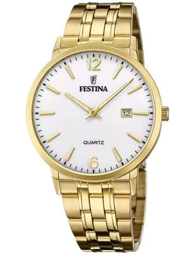 Reloj para Hombre Clásico en Acero Dorado con Esfera Blanca - Festina F20513/2