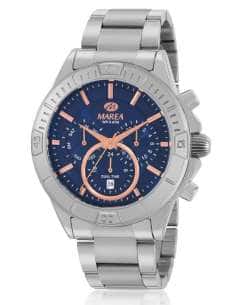 Reloj para Hombre Dual Time en Acero con Esfera Azul y Detalles Rosados - Marea B54206/2