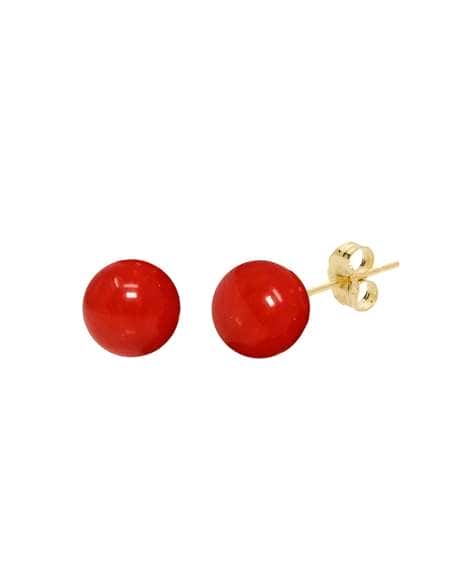 Pendientes para Mujer Oro y Perla de Coral de 8 mm - Oro amarillo 18K