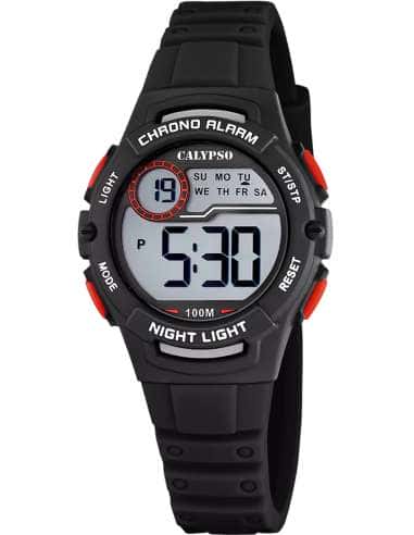 Reloj para Niño Digital Deportivo con Correa Negra y Detalles en Rojo - Calypso K5852/6