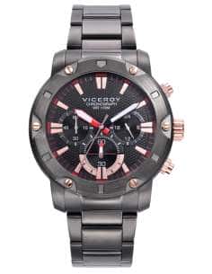 Reloj para Hombre Cronógrafo en Acero Negro con Detalles Rosados y Rojos - Viceroy 401275-57