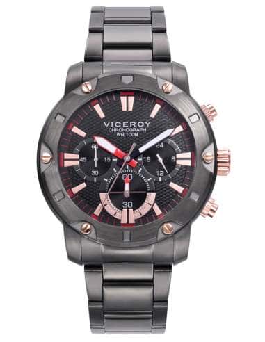 Reloj para Hombre Cronógrafo en Acero Negro con Detalles Rosados y Rojos - Viceroy 401275-57