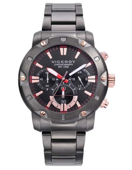 Reloj para Hombre Cronógrafo en Acero Negro con Detalles Rosados y Rojos - Viceroy 401275-57