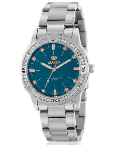 Reloj para Mujer de Acero con Esfera Azul y Bisel con Circonitas - Marea B54261/4