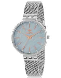Reloj para Mujer Malla de Acero con Esfera Azul Nacarada y Detalles Oro Rosa - Marea B54270/1
