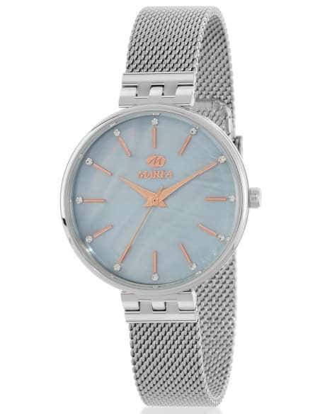 Reloj para Mujer Malla de Acero con Esfera Azul Nacarada y Detalles Oro Rosa - Marea B54270/1