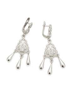 Pendientes para Mujer en oro Blanco Cordobeses con circonitas - Oro Amarillo 18K