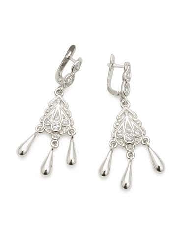 Pendientes para Mujer en oro Blanco Cordobeses con circonitas - Oro Amarillo 18K