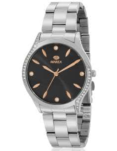 Reloj para Mujer de Acero  con Esfera Negra y Detalles en Oro Rosa - Marea B41343/2