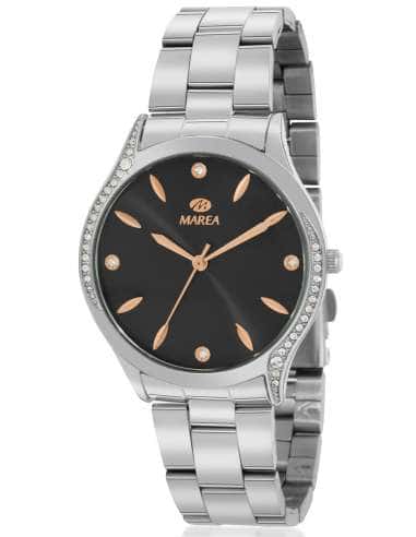 Reloj para Mujer de Acero  con Esfera Negra y Detalles en Oro Rosa - Marea B41343/2