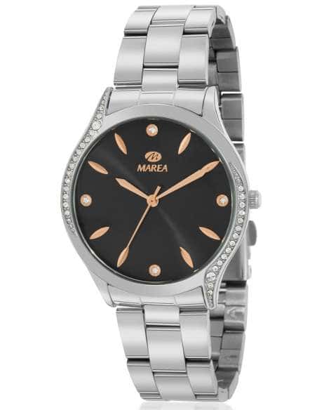 Reloj para Mujer de Acero  con Esfera Negra y Detalles en Oro Rosa - Marea B41343/2