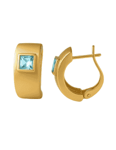 Pendientes para Mujer de oro Mate con Aguamarina - Oro Amarillo 18K