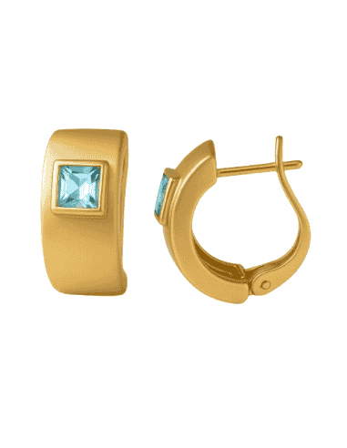 Pendientes para Mujer de oro Mate con Aguamarina - Oro Amarillo 18K